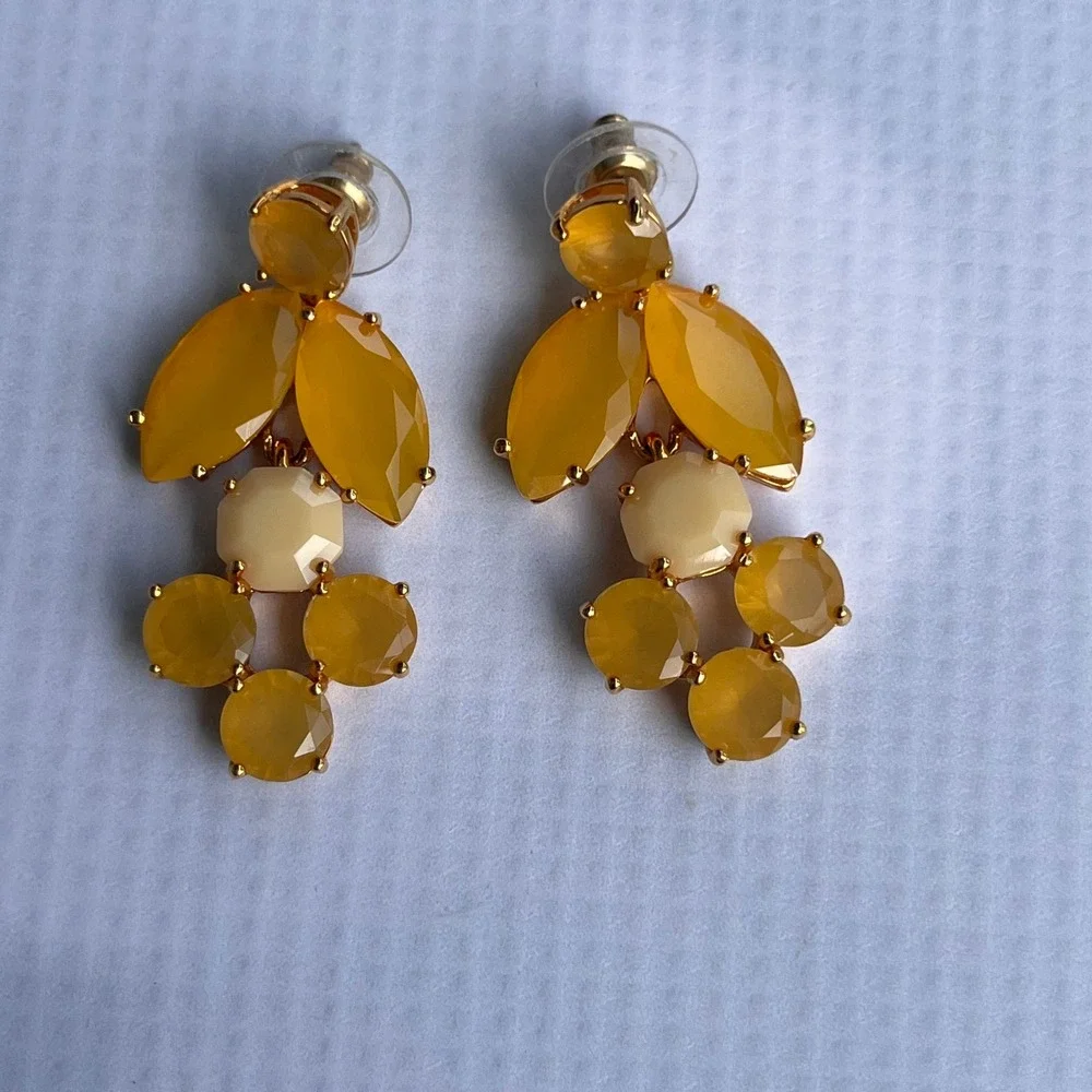 Kate Spade Yellow Statement Chandelier Designer‎ Formal Party Earrings